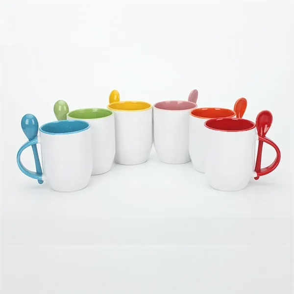 12oz Sublimation Colorful Interior Coffee Mugs With Spoons - 12oz Sublimation Colorful Interior Coffee Mugs With Spoons - Image 4 of 4