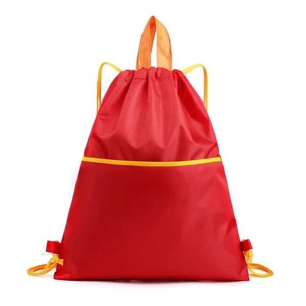 Waterproof Drawstring Gym Backpack With Zipper - Waterproof Drawstring Gym Backpack With Zipper - Image 3 of 4