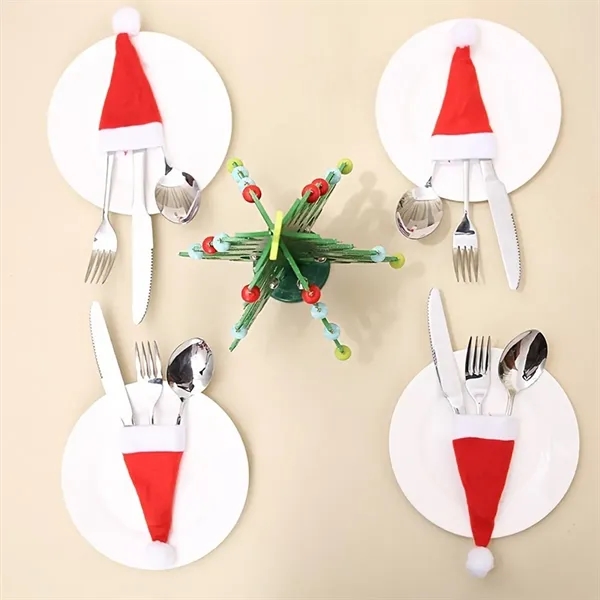 Christmas Mini Santa Hat Cutlery Set Holders - Christmas Mini Santa Hat Cutlery Set Holders - Image 2 of 4
