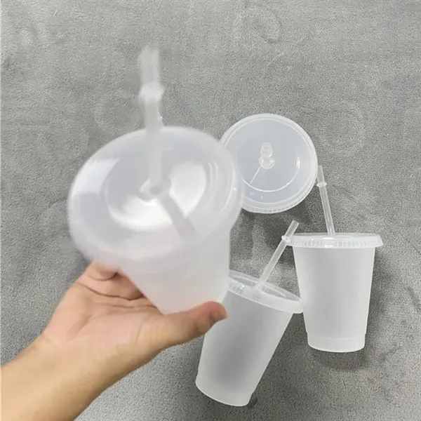 16oz Reusable Frosted Plastic Straw Cup - 16oz Reusable Frosted Plastic Straw Cup - Image 2 of 3