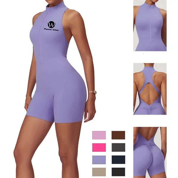 Women One-piece Yoga Fitness Suit Sleeveless - Women One-piece Yoga Fitness Suit Sleeveless - Image 0 of 7