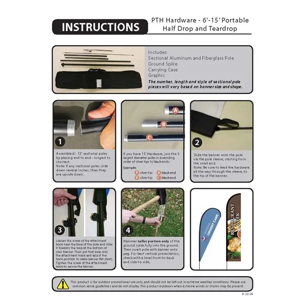 8' Portable Double Sided Teardrop Kit with Cross Base - 8' Portable Double Sided Teardrop Kit with Cross Base - Image 12 of 13