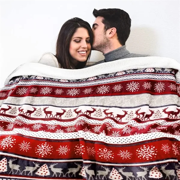 Premium Christmas Sherpa Throw Blanket 50"x60" - Premium Christmas Sherpa Throw Blanket 50"x60" - Image 2 of 5