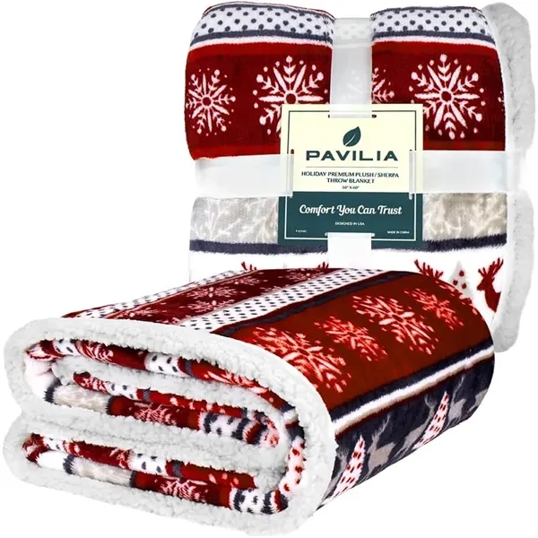 Premium Christmas Sherpa Throw Blanket 50"x60" - Premium Christmas Sherpa Throw Blanket 50"x60" - Image 3 of 5