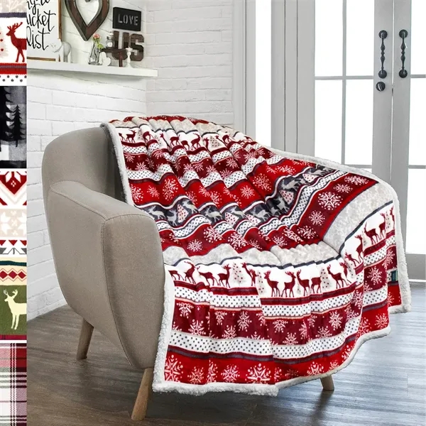 Premium Christmas Sherpa Throw Blanket 50"x60" - Premium Christmas Sherpa Throw Blanket 50"x60" - Image 4 of 5