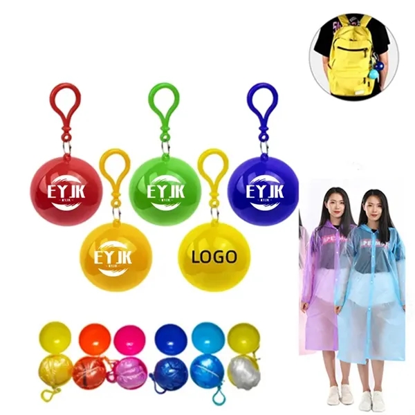 Disposable Raincoat Poncho Ball With Keychain - Disposable Raincoat Poncho Ball With Keychain - Image 0 of 1