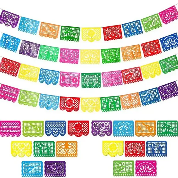Custom Mexican Party Papel Picado Banner 12"x8" - Custom Mexican Party Papel Picado Banner 12"x8" - Image 0 of 3