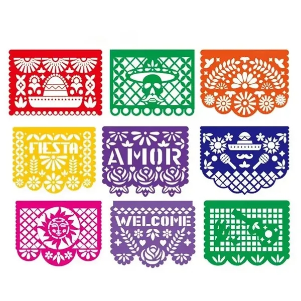 Custom Mexican Party Papel Picado Banner 12"x8" - Custom Mexican Party Papel Picado Banner 12"x8" - Image 1 of 3