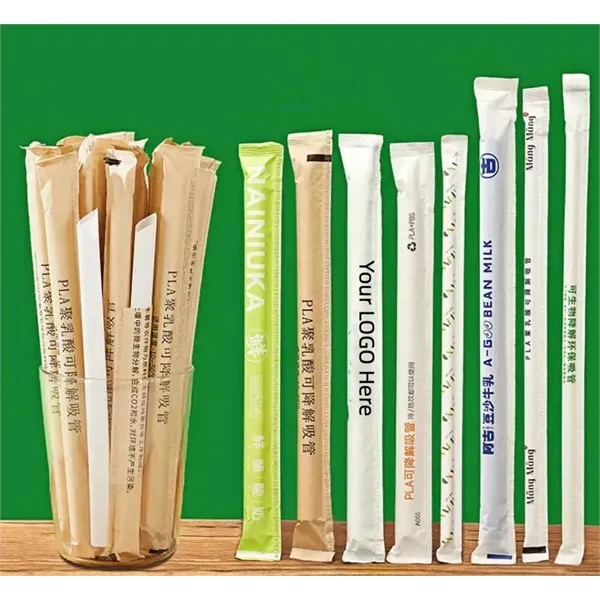 Custom Paper Wrapped Corn Starch PLA Straws - Custom Paper Wrapped Corn Starch PLA Straws - Image 0 of 1