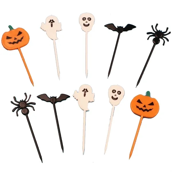 6pcs Plastic Halloween Cupcake Toppers Food Picks Toothpicks - 6pcs Plastic Halloween Cupcake Toppers Food Picks Toothpicks - Image 1 of 3