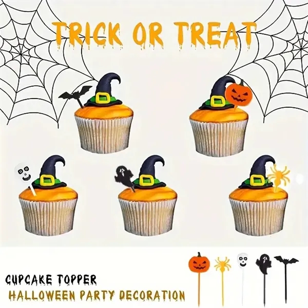 6pcs Plastic Halloween Cupcake Toppers Food Picks Toothpicks - 6pcs Plastic Halloween Cupcake Toppers Food Picks Toothpicks - Image 2 of 3