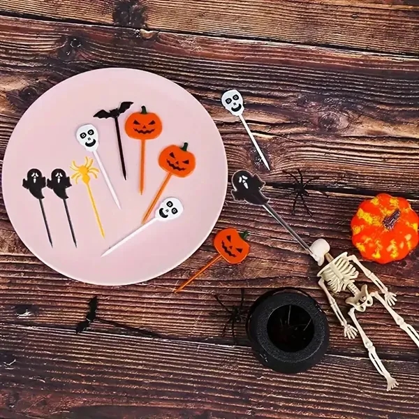 6pcs Plastic Halloween Cupcake Toppers Food Picks Toothpicks - 6pcs Plastic Halloween Cupcake Toppers Food Picks Toothpicks - Image 3 of 3