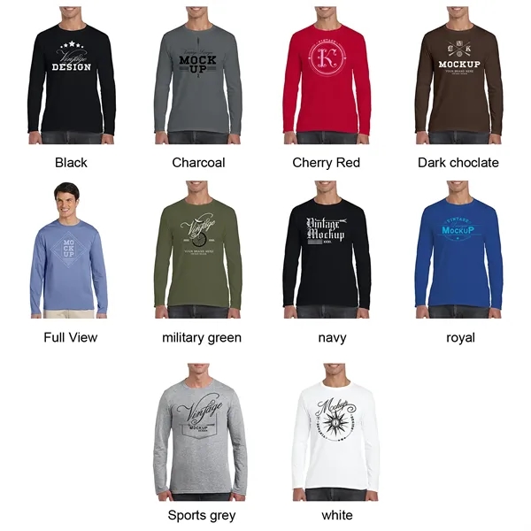 SoftStyle Adult Long Sleeve T-Shirts 4.5 oz cotton - SoftStyle Adult Long Sleeve T-Shirts 4.5 oz cotton - Image 3 of 11