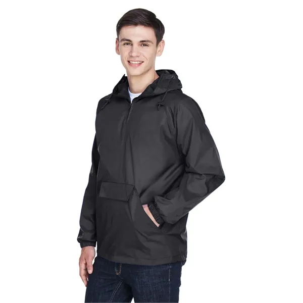 UltraClub Adult Quarter-Zip Hooded Pullover Pack-Away Jacket - UltraClub Adult Quarter-Zip Hooded Pullover Pack-Away Jacket - Image 12 of 16