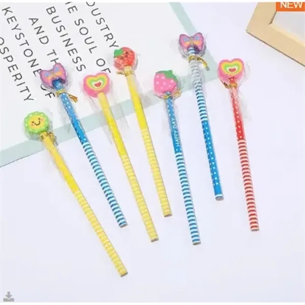 Custom Promotional gift pencil with cartoon eraser - Custom Promotional gift pencil with cartoon eraser - Image 1 of 3