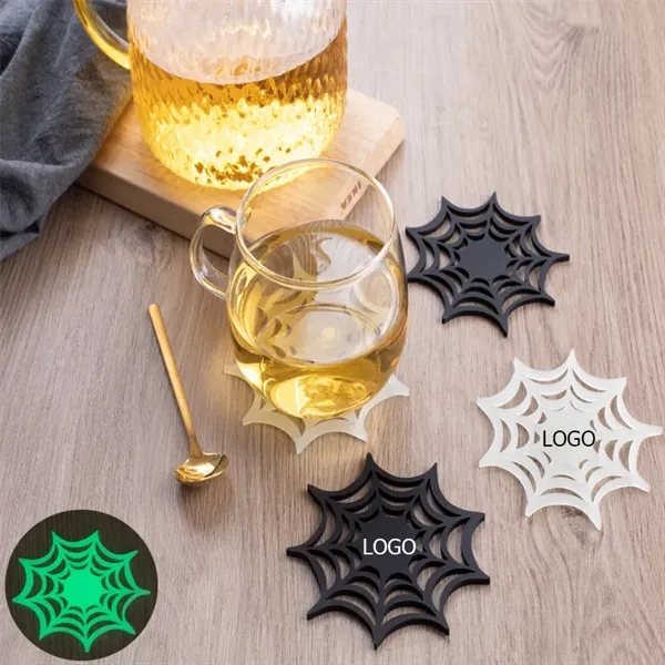 Luminous Halloween Spider Web Silicone Coaster Cup Mat Pad - Luminous Halloween Spider Web Silicone Coaster Cup Mat Pad - Image 0 of 3