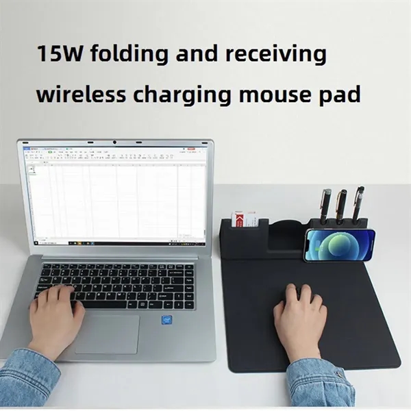 15W Multi-function Wireless Charging PU Leather Mouse Pad - 15W Multi-function Wireless Charging PU Leather Mouse Pad - Image 4 of 4