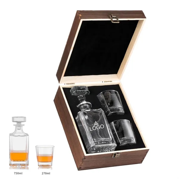 Whiskey Decanter Glasses Wooden Gift Box Set - Whiskey Decanter Glasses Wooden Gift Box Set - Image 0 of 2