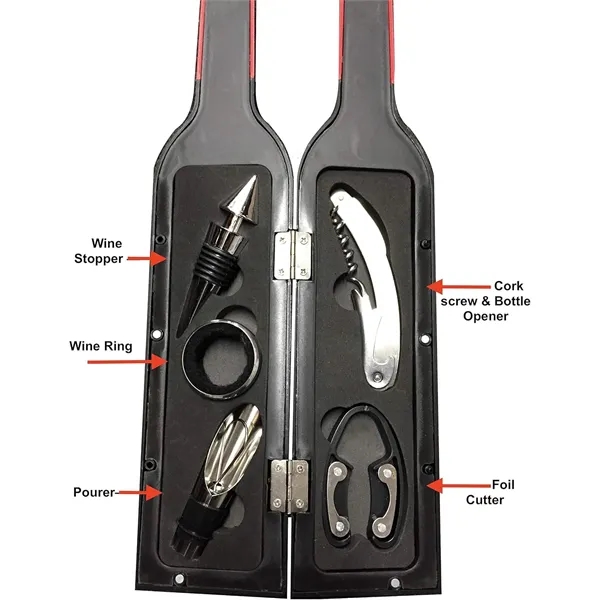 5-Piece Corkscrew Tool Set in Decorative Wine Bottle Case - 5-Piece Corkscrew Tool Set in Decorative Wine Bottle Case - Image 1 of 2