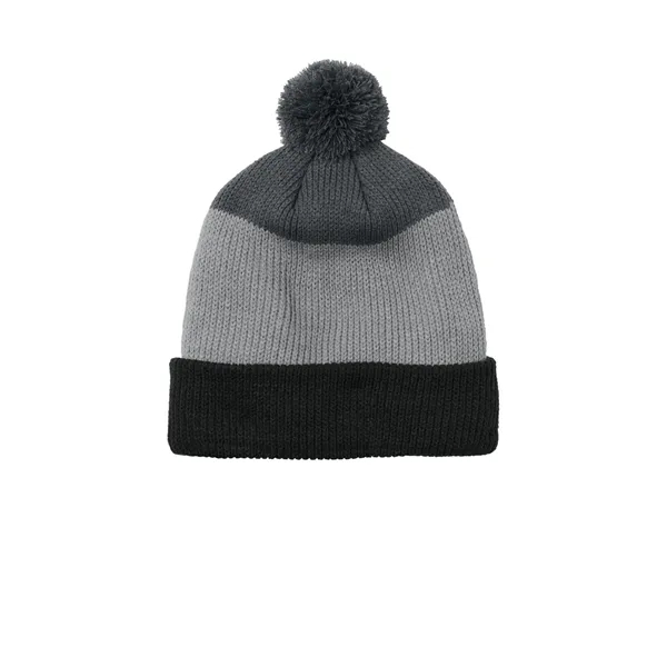 Port Authority Cozy Striped Pom Beanie - Port Authority Cozy Striped Pom Beanie - Image 0 of 4