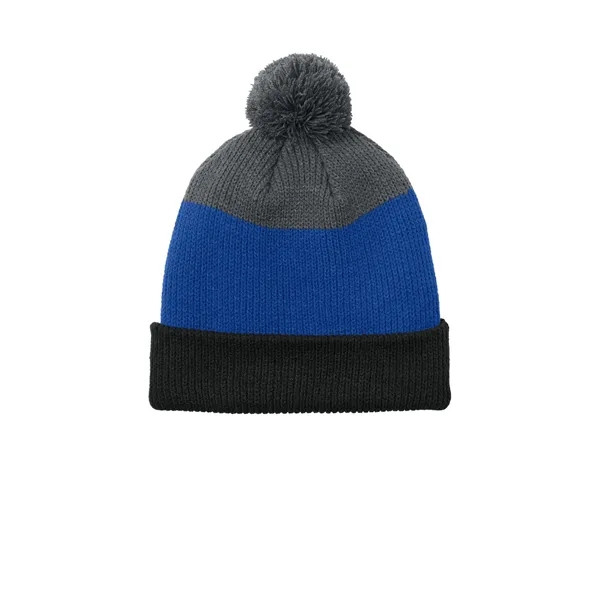 Port Authority Cozy Striped Pom Beanie - Port Authority Cozy Striped Pom Beanie - Image 2 of 4