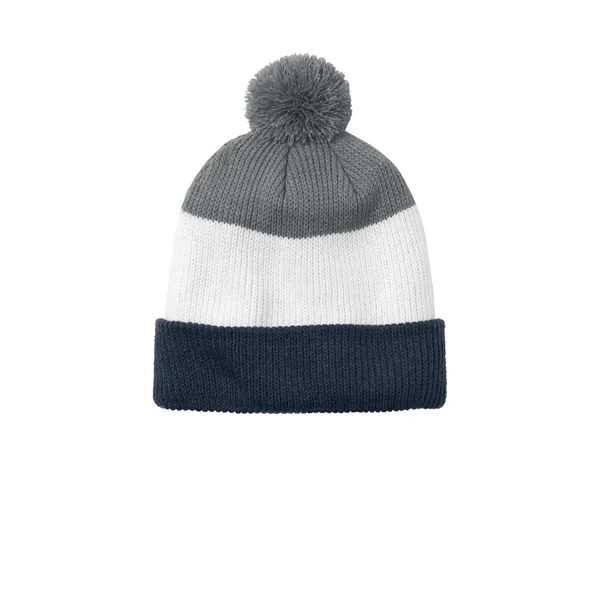 Port Authority Cozy Striped Pom Beanie - Port Authority Cozy Striped Pom Beanie - Image 3 of 4