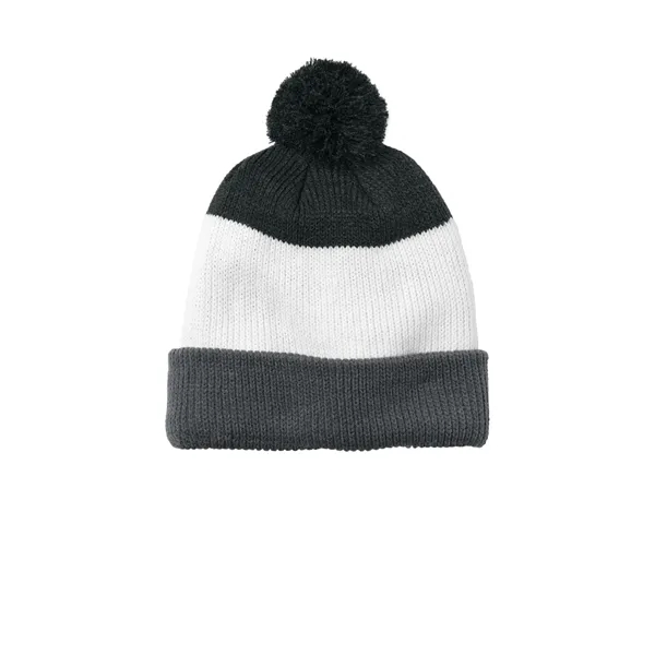 Port Authority Cozy Striped Pom Beanie - Port Authority Cozy Striped Pom Beanie - Image 4 of 4