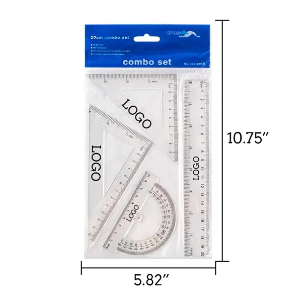 4pcs Math Geometry Tool Plastic Ruler Set School Supplies - 4pcs Math Geometry Tool Plastic Ruler Set School Supplies - Image 1 of 2