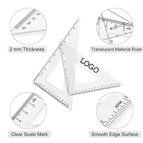 4pcs Math Geometry Tool Plastic Ruler Set School Supplies - 4pcs Math Geometry Tool Plastic Ruler Set School Supplies - Image 2 of 2