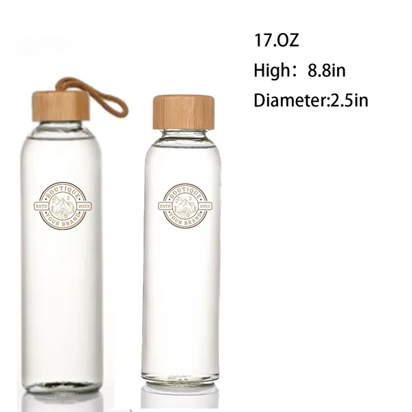17OZ. Glass Water Bottle With Bamboo Lid And Beverage Cup - 17OZ. Glass Water Bottle With Bamboo Lid And Beverage Cup - Image 0 of 4
