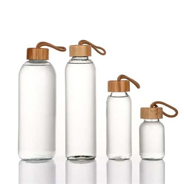 17OZ. Glass Water Bottle With Bamboo Lid And Beverage Cup - 17OZ. Glass Water Bottle With Bamboo Lid And Beverage Cup - Image 1 of 4