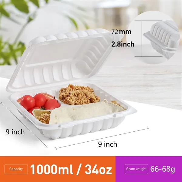 Clamshell Food Containers 3 compartment 9 x 9 inch - Clamshell Food Containers 3 compartment 9 x 9 inch - Image 2 of 2