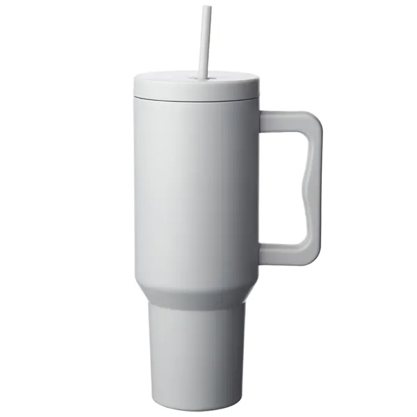 40 oz. Stainless Steel Travel Mugs w/ Handle & Straw Lid - 40 oz. Stainless Steel Travel Mugs w/ Handle & Straw Lid - Image 1 of 5