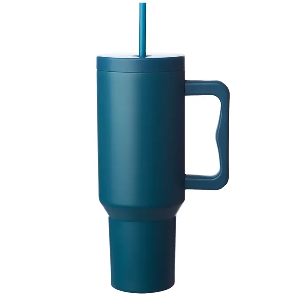 40 oz. Stainless Steel Travel Mugs w/ Handle & Straw Lid - 40 oz. Stainless Steel Travel Mugs w/ Handle & Straw Lid - Image 2 of 5