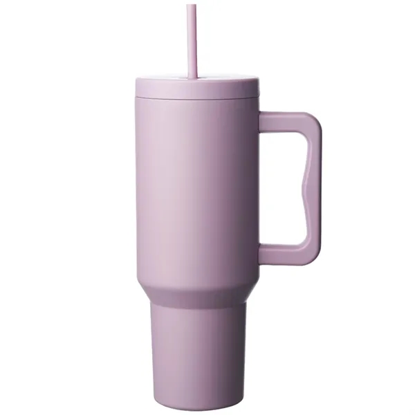 40 oz. Stainless Steel Travel Mugs w/ Handle & Straw Lid - 40 oz. Stainless Steel Travel Mugs w/ Handle & Straw Lid - Image 3 of 5