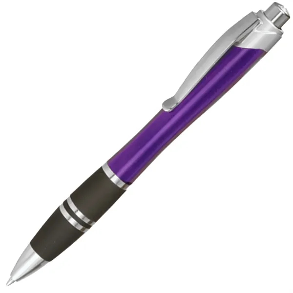 Silver Accent Plastic Pen w/ Rubber Grips & Colorful barrel - Silver Accent Plastic Pen w/ Rubber Grips & Colorful barrel - Image 2 of 4