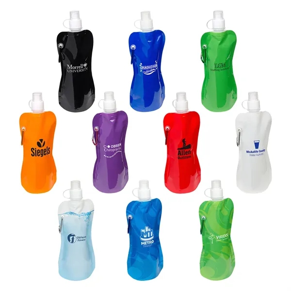 Flex Foldable 16 oz Water Bottle with Carabiner - Flex Foldable 16 oz Water Bottle with Carabiner - Image 0 of 10