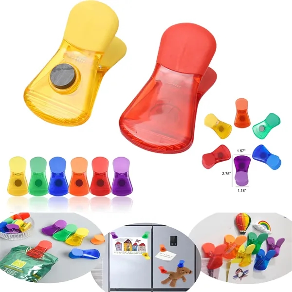 6 Pack Random Color Refrigerator Magnet Clips - 6 Pack Random Color Refrigerator Magnet Clips - Image 0 of 4