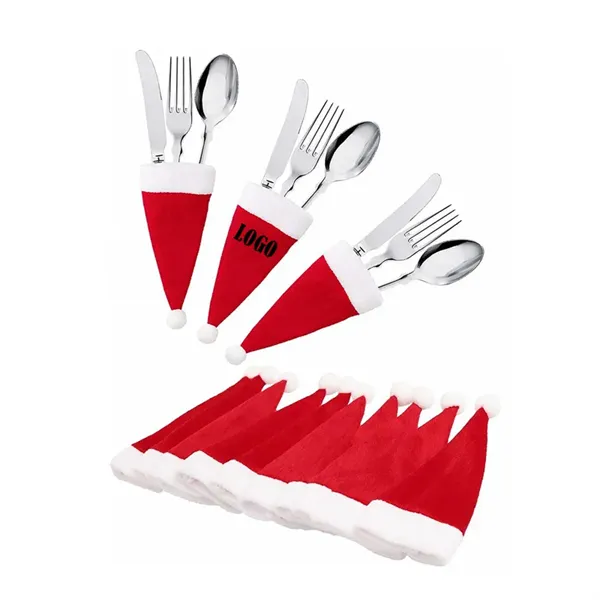 Santa Hat Fork Spoon Knife Storage Bag - Santa Hat Fork Spoon Knife Storage Bag - Image 0 of 2