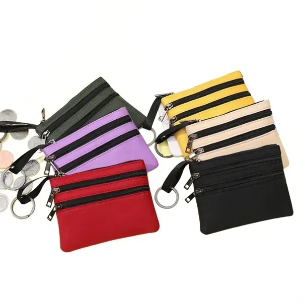 Multi Pocket Zipper Canvas Coin Bag - Multi Pocket Zipper Canvas Coin Bag - Image 0 of 5