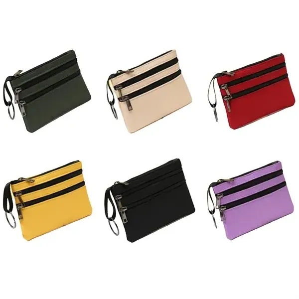 Multi Pocket Zipper Canvas Coin Bag - Multi Pocket Zipper Canvas Coin Bag - Image 1 of 5