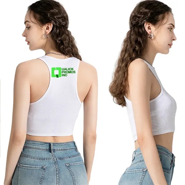 Women'S Yoga Sports Running Ribbed Seamless Crop Tank Top - Women'S Yoga Sports Running Ribbed Seamless Crop Tank Top - Image 2 of 9