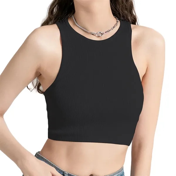 Women'S Yoga Sports Running Ribbed Seamless Crop Tank Top - Women'S Yoga Sports Running Ribbed Seamless Crop Tank Top - Image 7 of 9