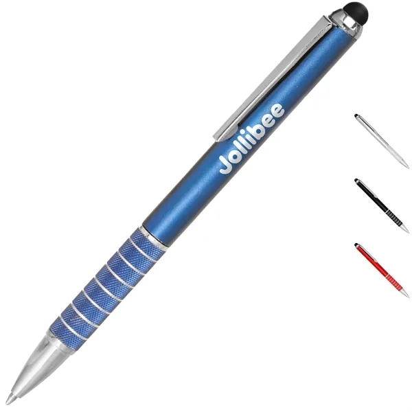 Twist Action Metal Pens w/ Stylus & Chrome Accent 2-in-1 - Twist Action Metal Pens w/ Stylus & Chrome Accent 2-in-1 - Image 0 of 4
