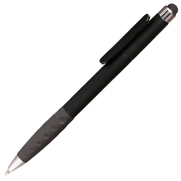 Ballpoint Twist Plastic Pens w/ Rubber Grip & Stylus Top - Ballpoint Twist Plastic Pens w/ Rubber Grip & Stylus Top - Image 1 of 5