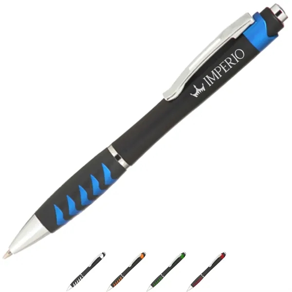 Plastic Ballpoint Pens w/Metallic accents & Colored Grip - Plastic Ballpoint Pens w/Metallic accents & Colored Grip - Image 0 of 5