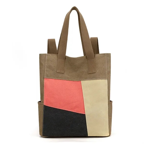 Women Canvas Tote Bag Casual Backpack Shoulder Handbags - Women Canvas Tote Bag Casual Backpack Shoulder Handbags - Image 5 of 5