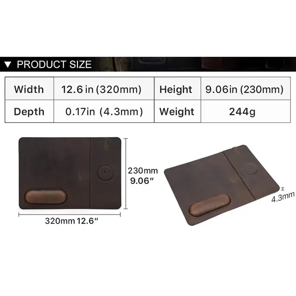Genuine Leather Wireless Charging Mouse Pad with Wrist Rest - Genuine Leather Wireless Charging Mouse Pad with Wrist Rest - Image 11 of 12