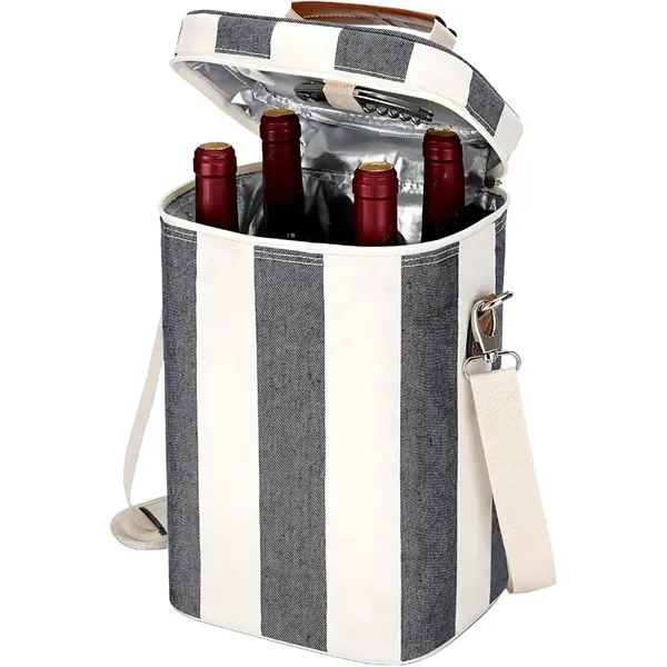 4-Bottle Insulated Wine Tote Carrier - 4-Bottle Insulated Wine Tote Carrier - Image 2 of 4