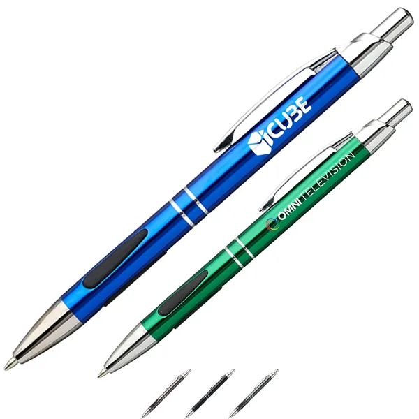 Engraved Metal Pens w/ Silver accents & Ballpoint Tip - Engraved Metal Pens w/ Silver accents & Ballpoint Tip - Image 0 of 6